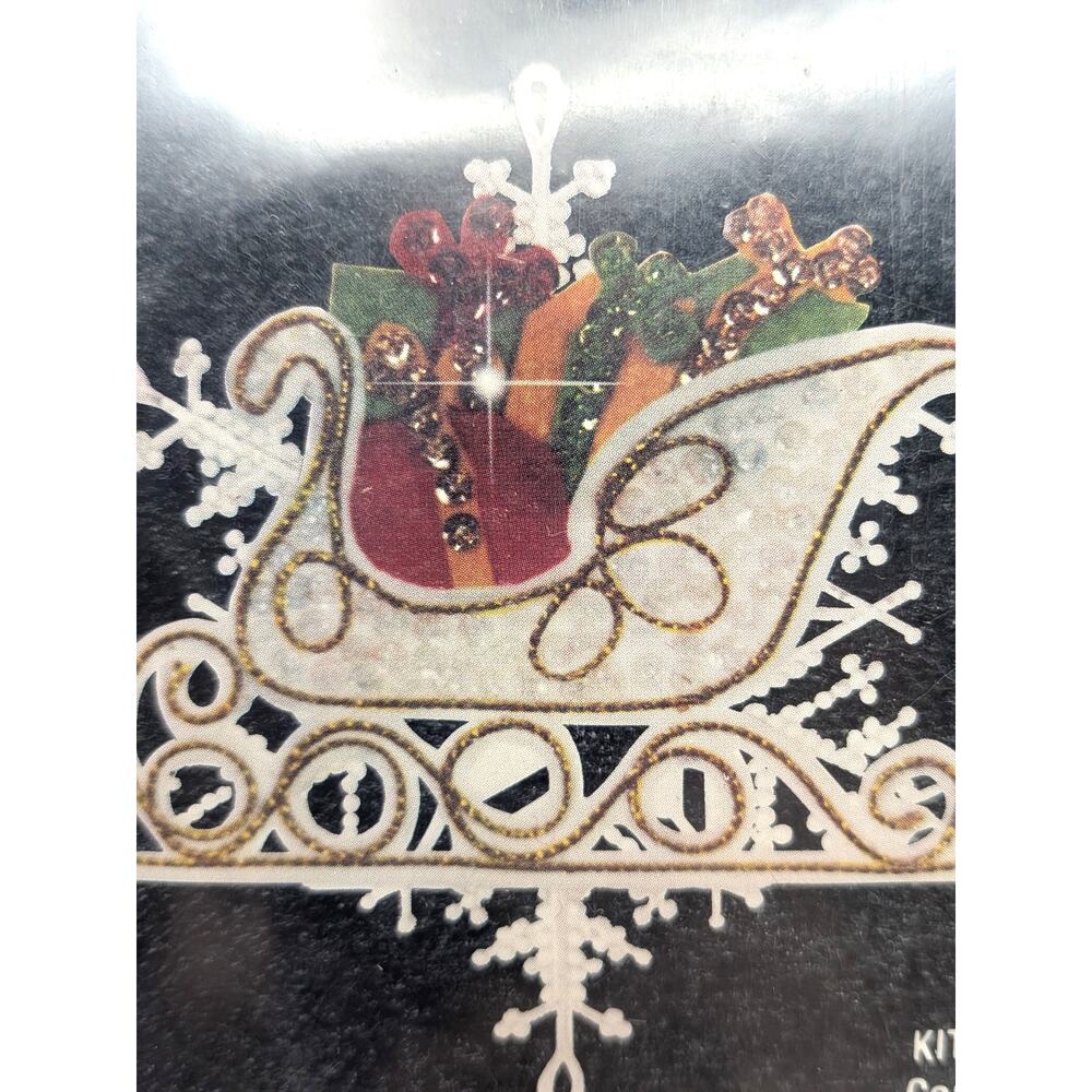 EDNA LOONEY Needleart Kit Sleigh Christmas Ornament 6in Double Sided Sequin
